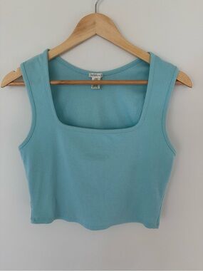 Bozzolo Aqua Ribbed Square‑Neck Tank Top